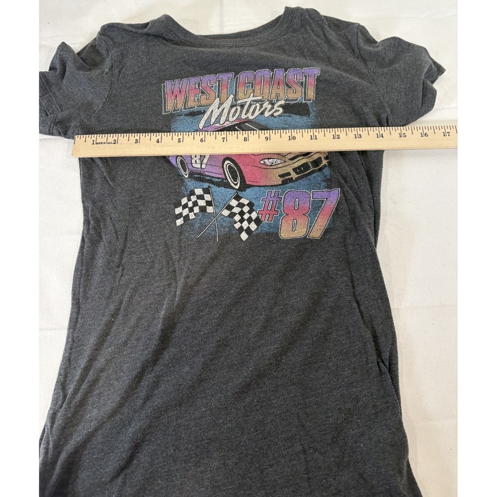 West Coast Motors #87 Dark Grey Black Racing Graphic T Shirt Aeropostale Small S - Picture 6 of 7